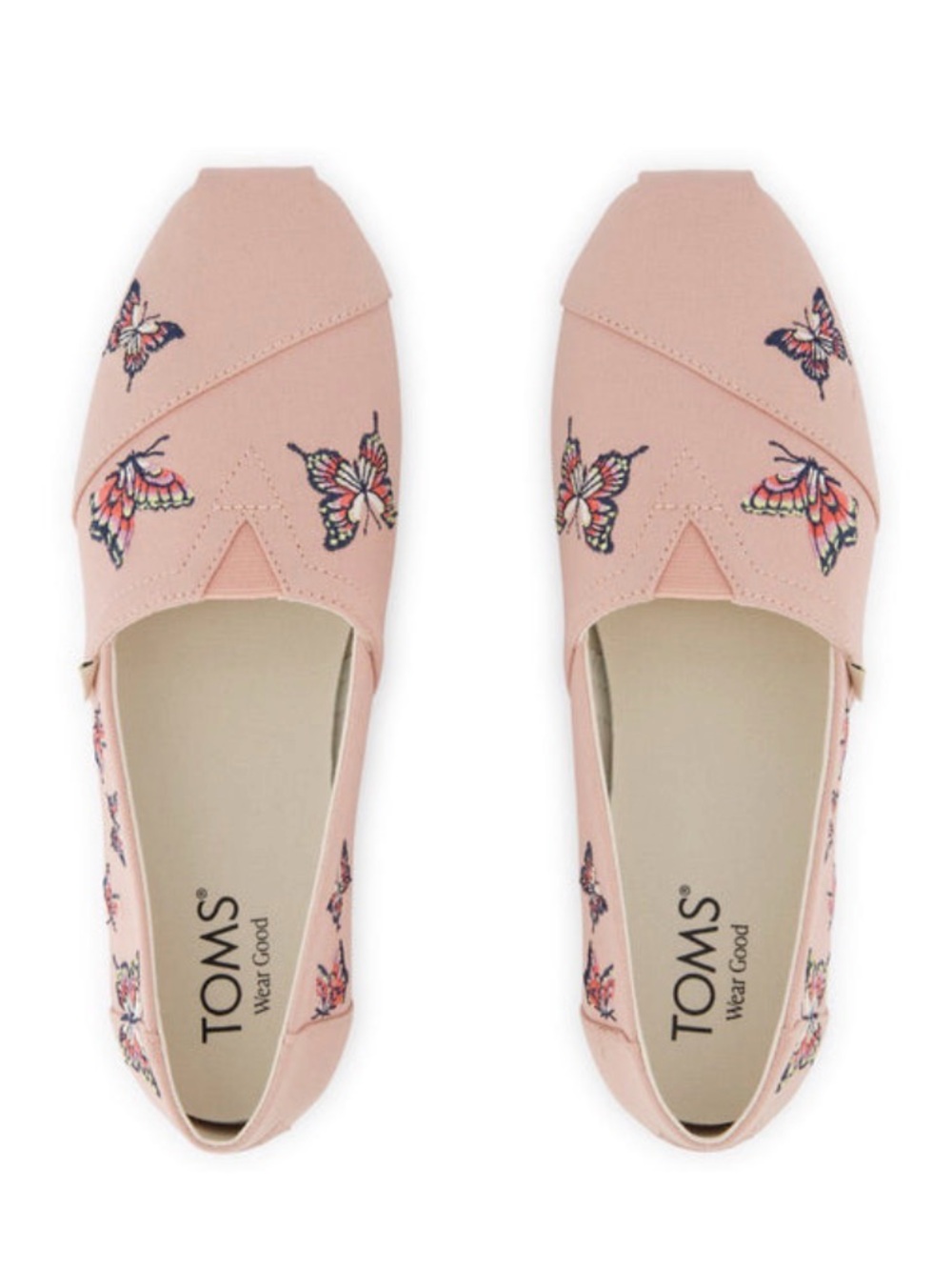 TOMS Alpargata Classic Embroidered Butterflies Slip-on Shoes NWOT